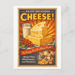 Postal Anuncio de queso al estilo vintage