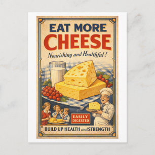 Postal Anuncio de queso al estilo vintage