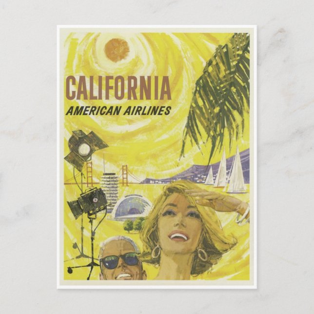 Postal Anuncio de Retro Airlines en California (Anverso)