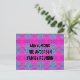Postal Anuncio de Reunión Familiar con Estampado Tie Dye 