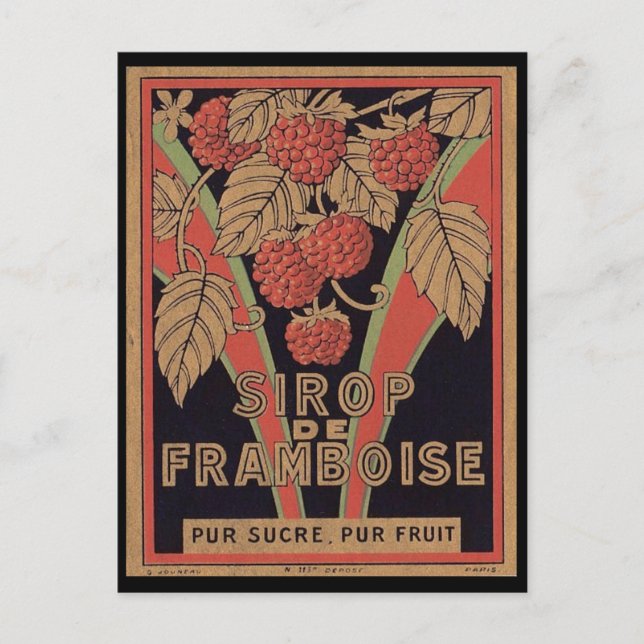Postal Anuncio de Sirop de Framboise (Anverso)