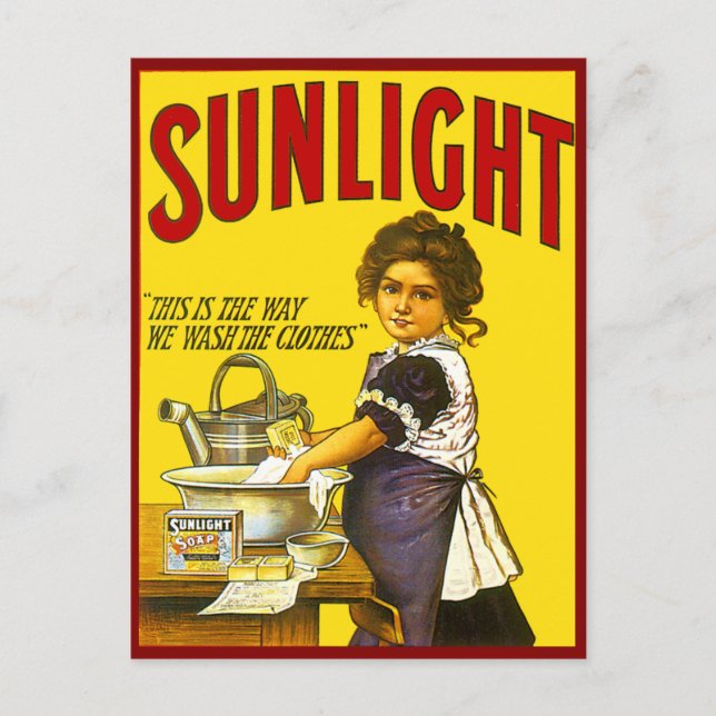 Postal Anuncio de Sunlight antiguo (Anverso)