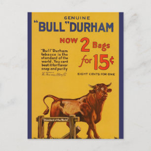Postal Anuncio de tabaco de Bull Durham Vintage
