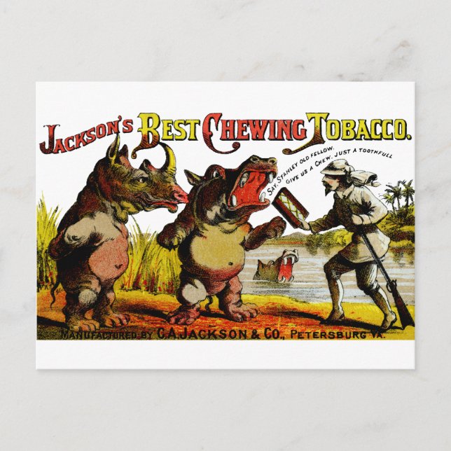 Postal Anuncio de tabaco de mascar ventilado de 1871 (Anverso)