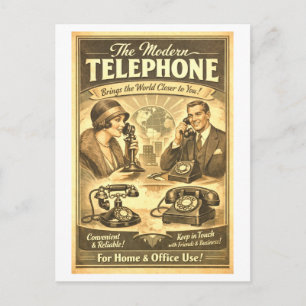 Postal Anuncio de teléfono al estilo vintage