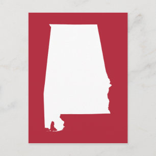 Postal Anuncio de traslado a Alabama en rojo y blanco