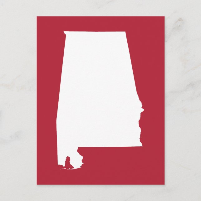 Postal Anuncio de traslado a Alabama en rojo y blanco (Anverso)