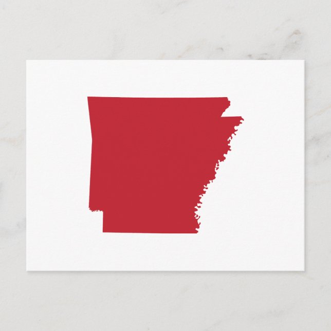 Postal Anuncio de traslado a Arkansas en blanco y rojo (Anverso)