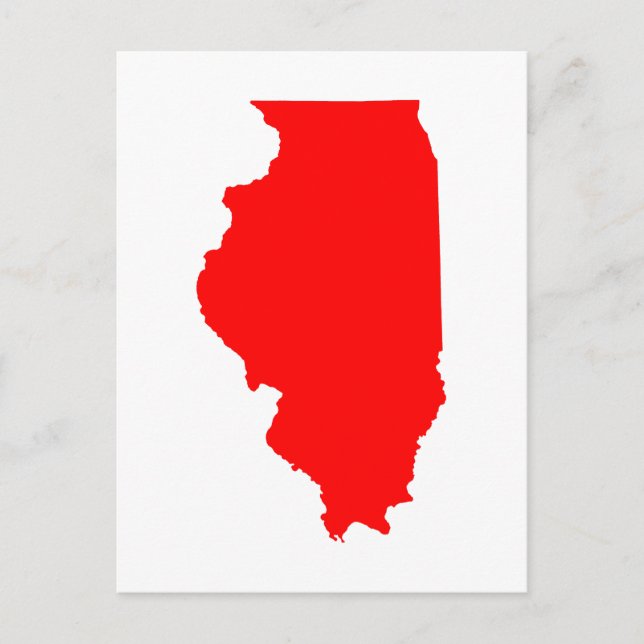 Postal Anuncio de traslado a Illinois en blanco y rojo (Anverso)