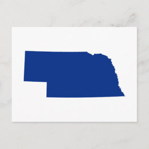 Postal Anuncio de traslado a Nebraska en blanco y azul