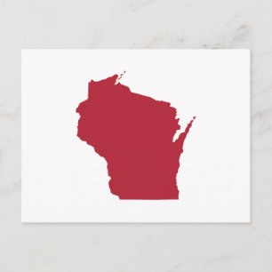 Postal Anuncio de traslado a Wisconsin en blanco y rojo
