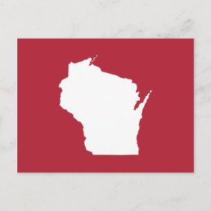 Postal Anuncio de traslado a Wisconsin en rojo y blanco