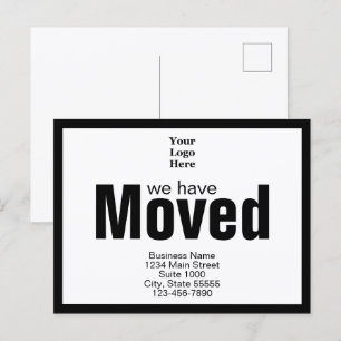 Postal Anuncio de traslado de logotipo empresarial Nos he