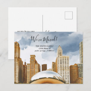 Postal Anuncio de traslado del horizonte de Chicago Illin