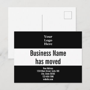 Postal Anuncio de traslado del logotipo del nombre de la