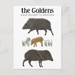 Postal ANUNCIO DE TRASLADO Familia de Javelina Desierto A