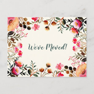 Postal Anuncio de traslado Floral Nos hemos mudado