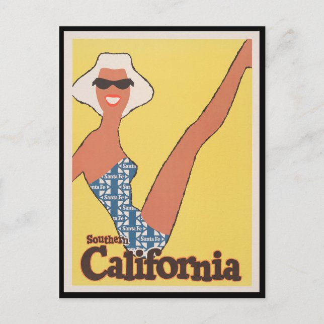 Postal Anuncio de tren Santa Fe del Sur de California (Anverso)