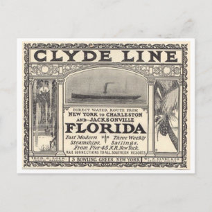 Postal Anuncio de vapor de la Línea Clyde Vintage en Flor