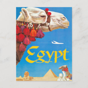 Postal Anuncio de viaje aéreo de Egipto vintage