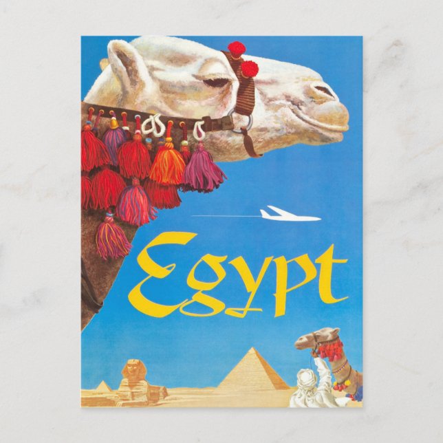 Postal Anuncio de viaje aéreo de Egipto vintage (Anverso)