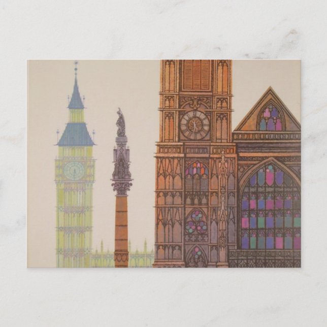 Postal Anuncio de Viaje Aéreo Viejo de Londres Big Ben (Anverso)