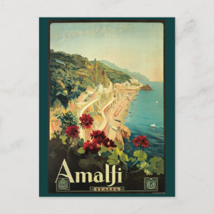 Postal Anuncio de viaje de Amalfi de época