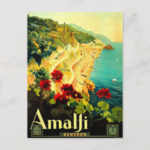 Postal Anuncio de viaje de Amalfi Italia Italia