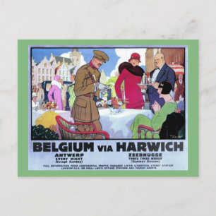 Postal Anuncio de viaje de arte deco Bélgica de los años