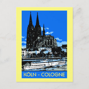 Postal Anuncio de viaje de estilo retro de Koeln Cologne