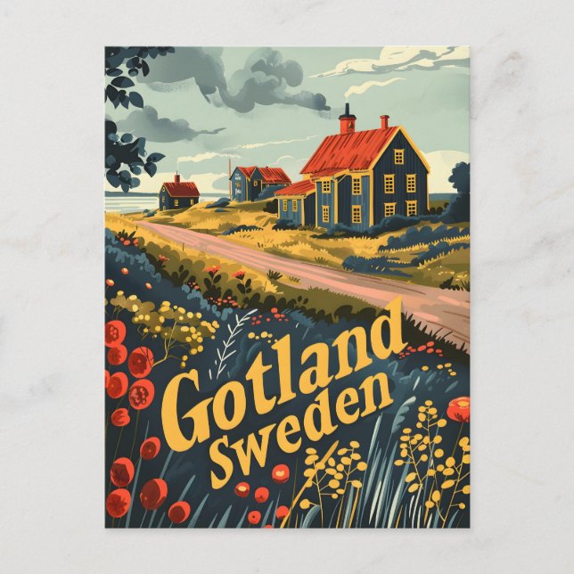 Postal Anuncio de viaje de Gotland Suecia (Anverso)