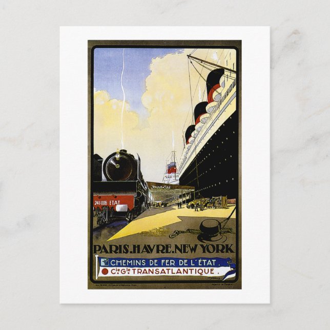 Postal Anuncio de Viaje de la Vieja Trasatlantique de Cie (Anverso)