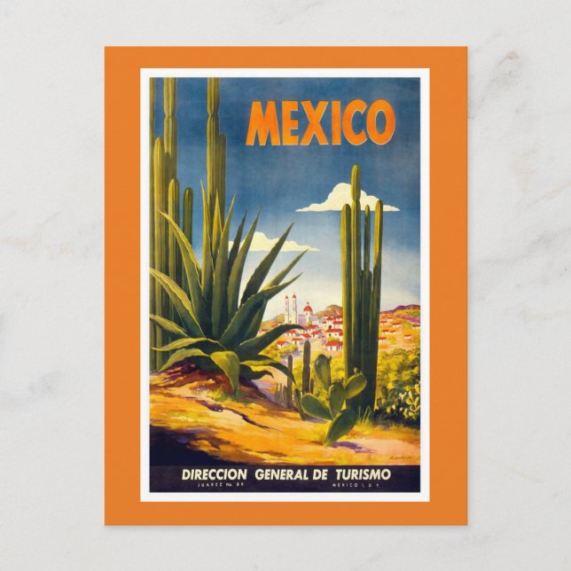 Postal Anuncio de Viaje de México Vintage (Anverso)