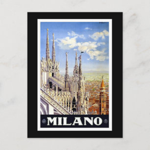 Postal Anuncio de viaje de Milano de época