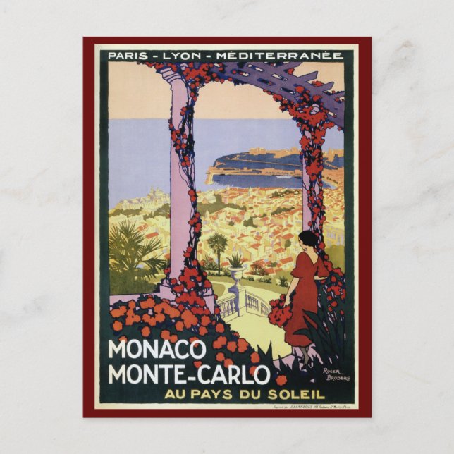 Postal Anuncio de viaje de Mónaco Montecarlo (Anverso)