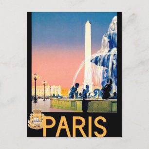Postal Anuncio de viaje de París de época