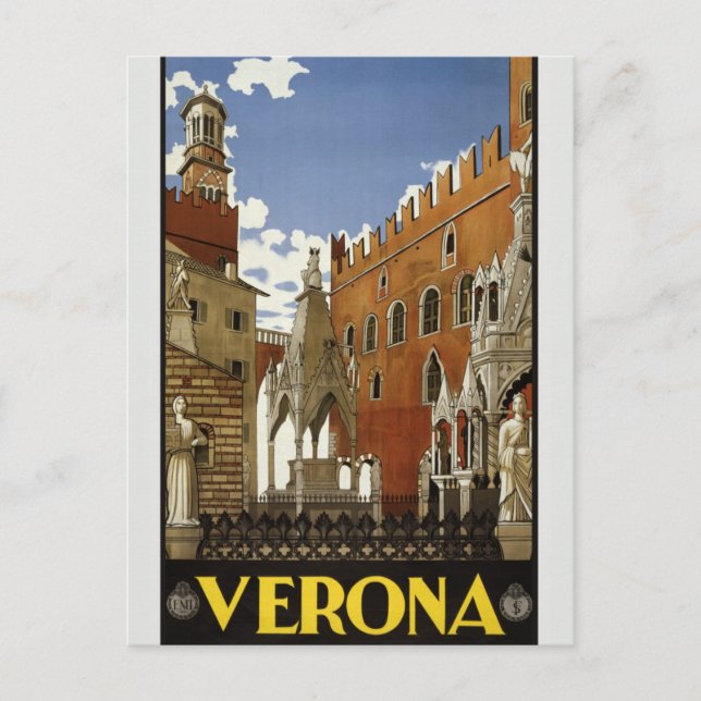 Postal Anuncio de viaje de Verona antiguo Europa Turismo (Anverso)