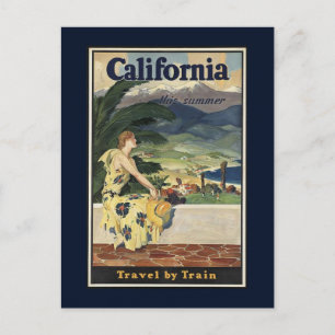 Postal Anuncio de viaje de Vintage Railway California