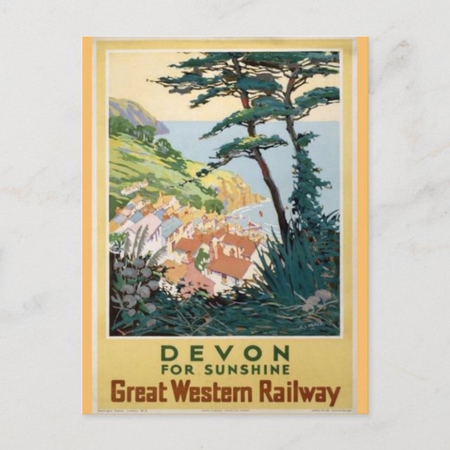 Postal Anuncio de viaje en inglés de Devon (Anverso)