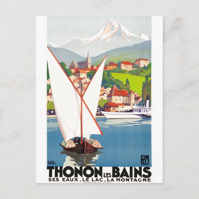 Postal Anuncio de viaje francés de Thonon Les Bains (Anverso)