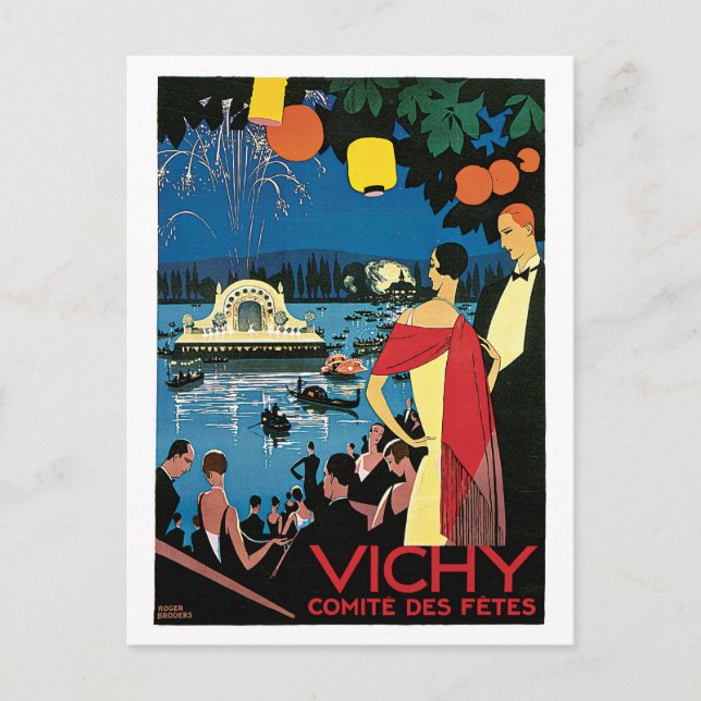 Postal Anuncio de viaje francés Vichy de los años 20 (Anverso)