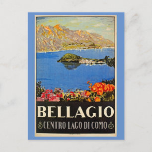 Postal Anuncio de viaje italiano Bellagio de los años 20