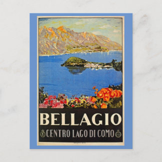 Postal Anuncio de viaje italiano Bellagio de los años 20