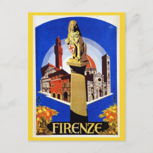 Postal Anuncio de viaje italiano de la Vieja Florencia de