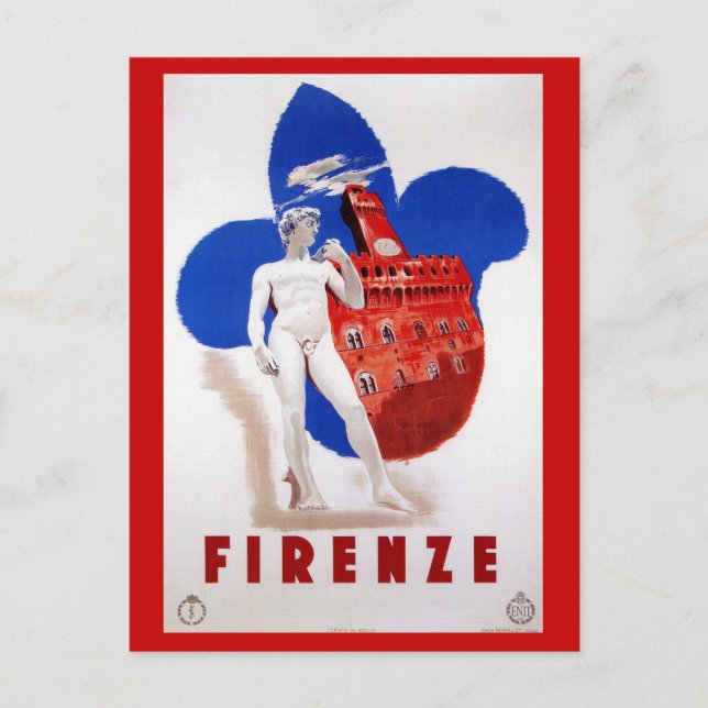 Postal Anuncio de viaje italiano de la Vieja Florencia de (Anverso)