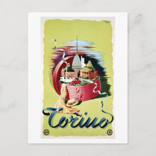Postal Anuncio de viaje italiano de Turín Torino