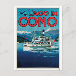 Postal Anuncio de viaje italiano del lago Como de la Viej