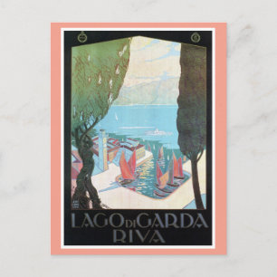 Postal Anuncio de viaje italiano del lago Garda Riva Vint
