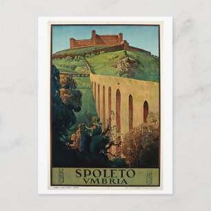 Postal Anuncio de viaje italiano del Vintage Spoleto Umbr
