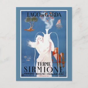 Postal Anuncio de viaje italiano Sirmione de los años 20